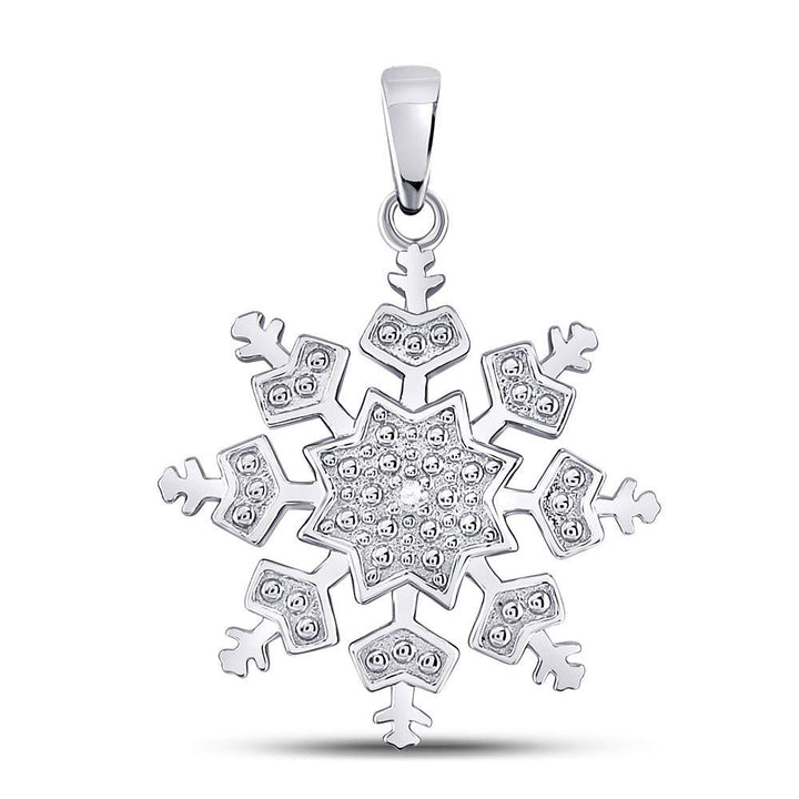 Sterling Silver Women's Diamond Snowflake Fashion Pendant .01 ctw - view 3
