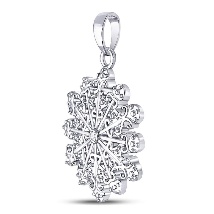 Sterling Silver Women's Diamond Snowflake Fashion Pendant .01 ctw