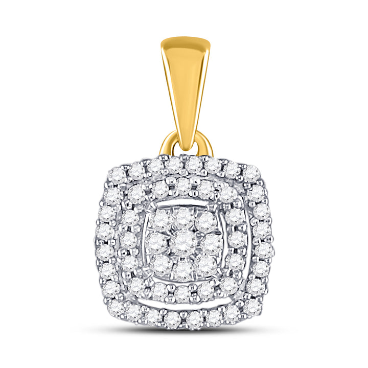 10kt Yellow Gold Women's Diamond Square Frame Cluster Pendant 1/8 ctw - view 2