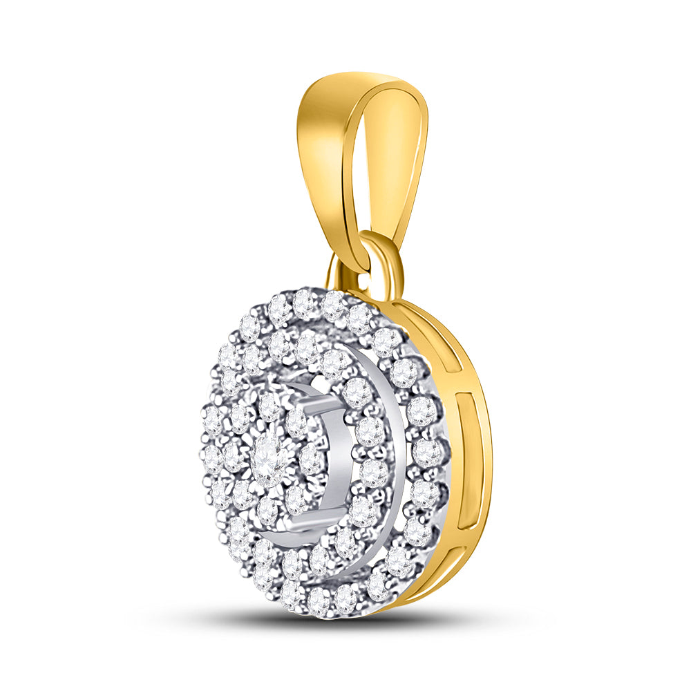 10kt Yellow Gold Women's Diamond Fashion Cluster Pendant 1/8 ctw
