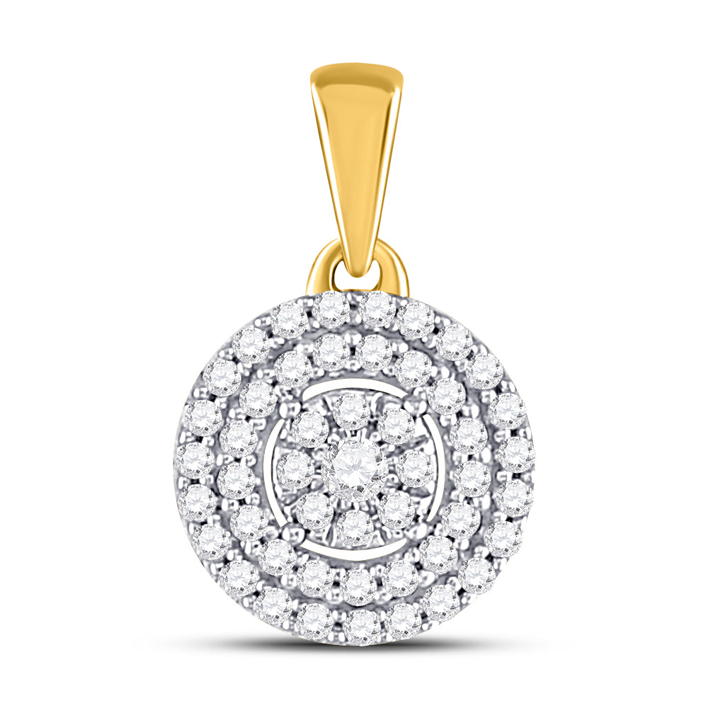 10kt Yellow Gold Women's Diamond Fashion Cluster Pendant 1/8 ctw - view 2
