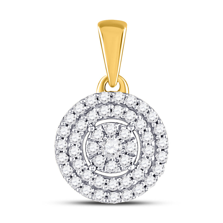 10kt Yellow Gold Women's Diamond Fashion Cluster Pendant 1/8 ctw - view 2