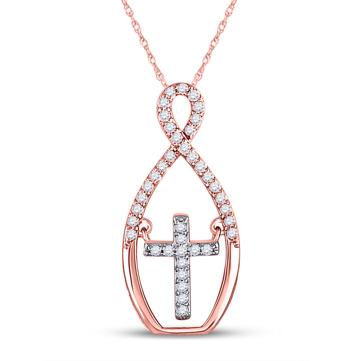 10kt Two-tone Gold Women's Diamond Moving Twinkle Cross Faith Pendant 1/6 ctw - view 2