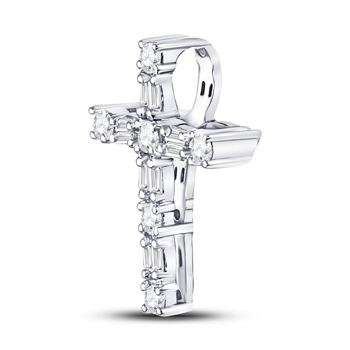 14kt White Gold Women's Diamond Religious Cross Pendant 1/4 ctw