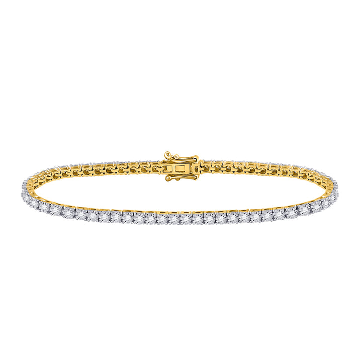 10kt Yellow Gold Womens Round Diamond Classic Tennis Bracelet 1.00 Cttw