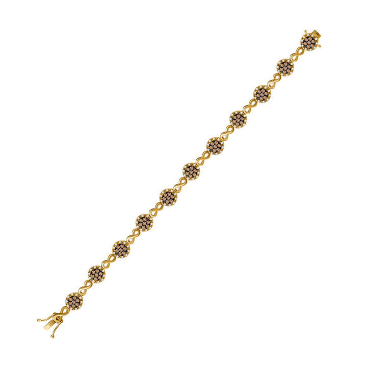 10kt Yellow Gold Women's Brown Diamond Infinity Bracelet 2-1/5 ctw