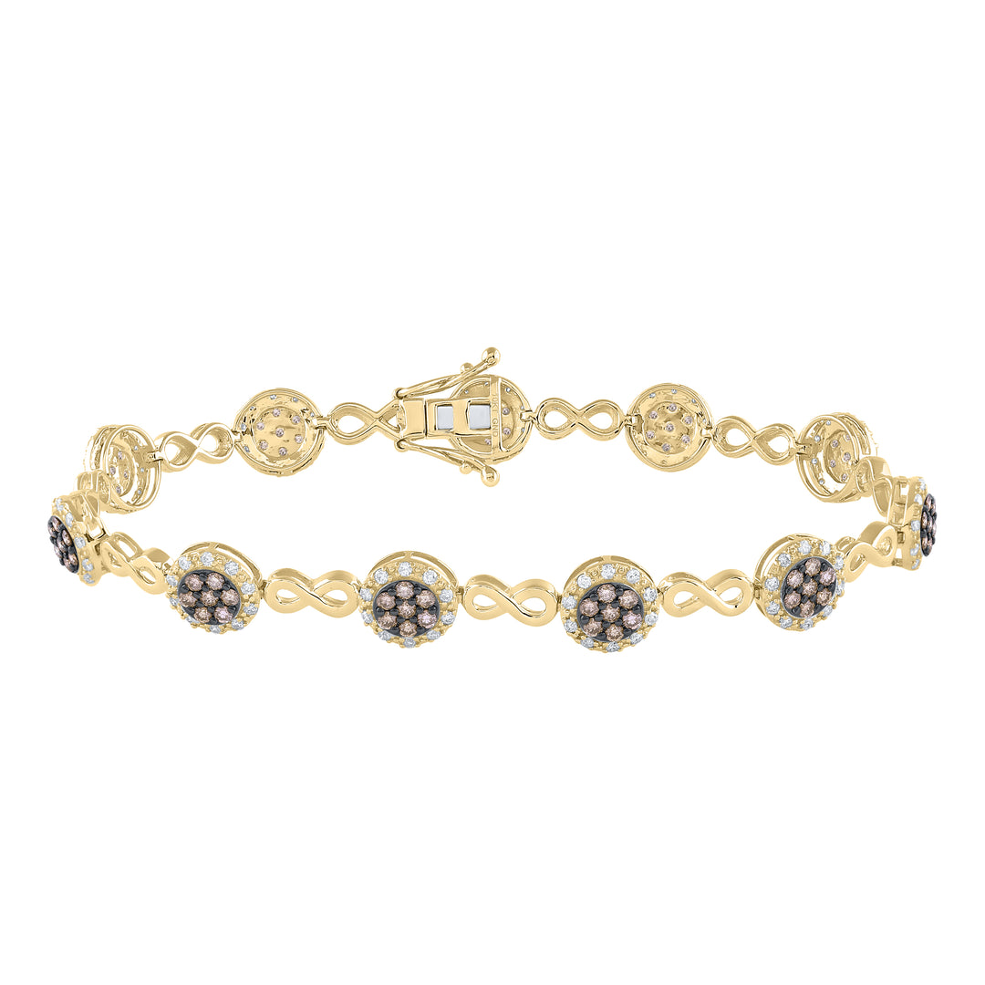 10kt Yellow Gold Women's Brown Diamond Infinity Bracelet 2-1/5 ctw - view 2