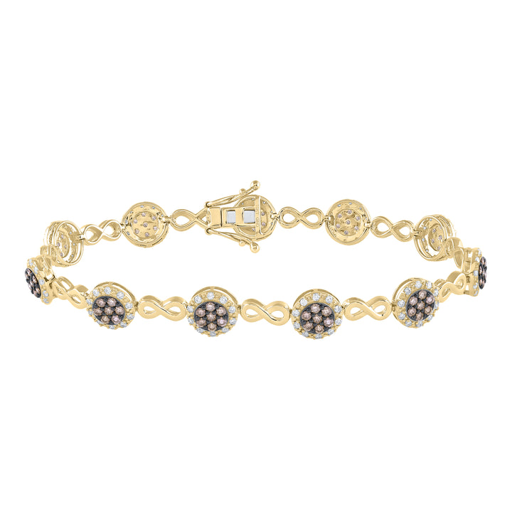 10kt Yellow Gold Women's Brown Diamond Infinity Bracelet 2-1/5 ctw - view 2