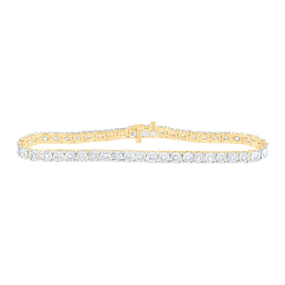 10kt Yellow Gold Women's Diamond Classic Tennis Bracelet 2 ctw - view 2