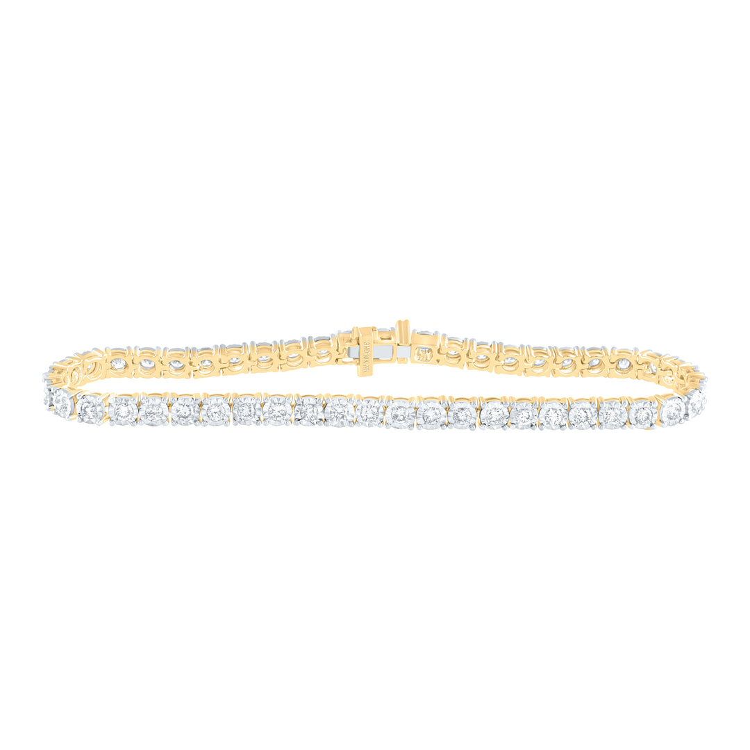 10kt Yellow Gold Women's Diamond Classic Tennis Bracelet 2 ctw - view 2