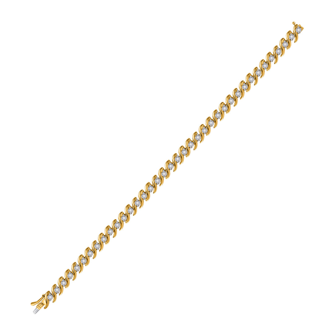 10kt Yellow Gold Women's Diamond S-Link Tennis Bracelet 1/2 ctw