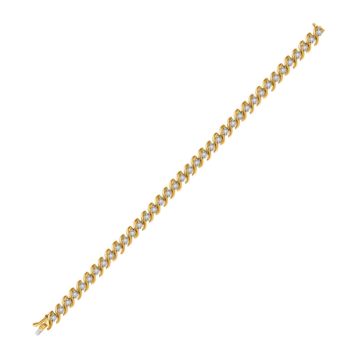 10kt Yellow Gold Women's Diamond S-Link Tennis Bracelet 1/2 ctw