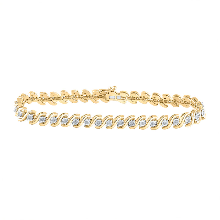 10kt Yellow Gold Women's Diamond S-Link Tennis Bracelet 1/2 ctw - view 2