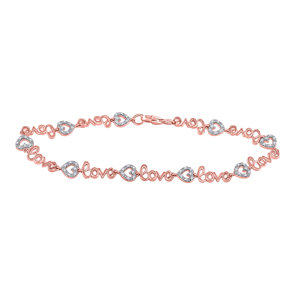 Sterling Silver Women's Diamond Love Fashion Bracelet 1/4 ctw - view 2
