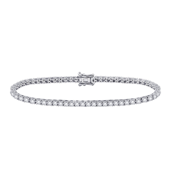 10kt White Gold Womens Round Diamond Classic Tennis Bracelet 1.00 Cttw