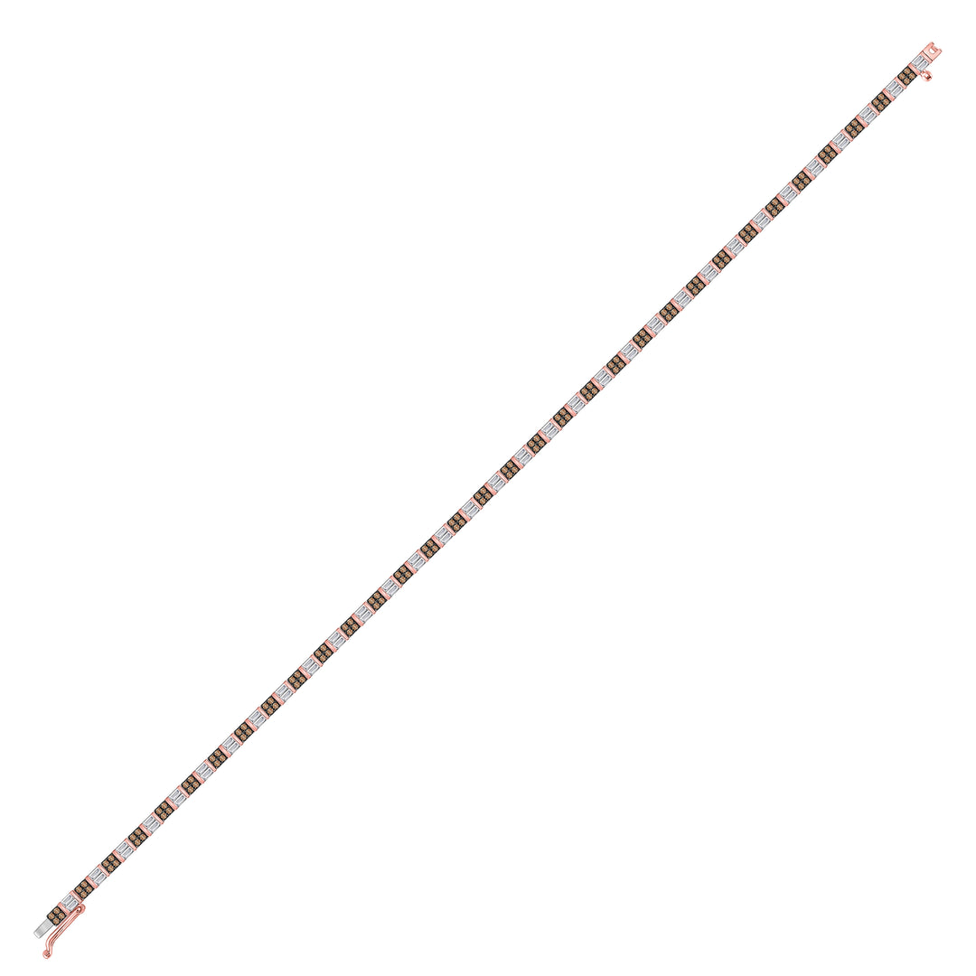 10kt Rose Gold Women's Brown Diamond Tennis Bracelet 1-1/5 ctw