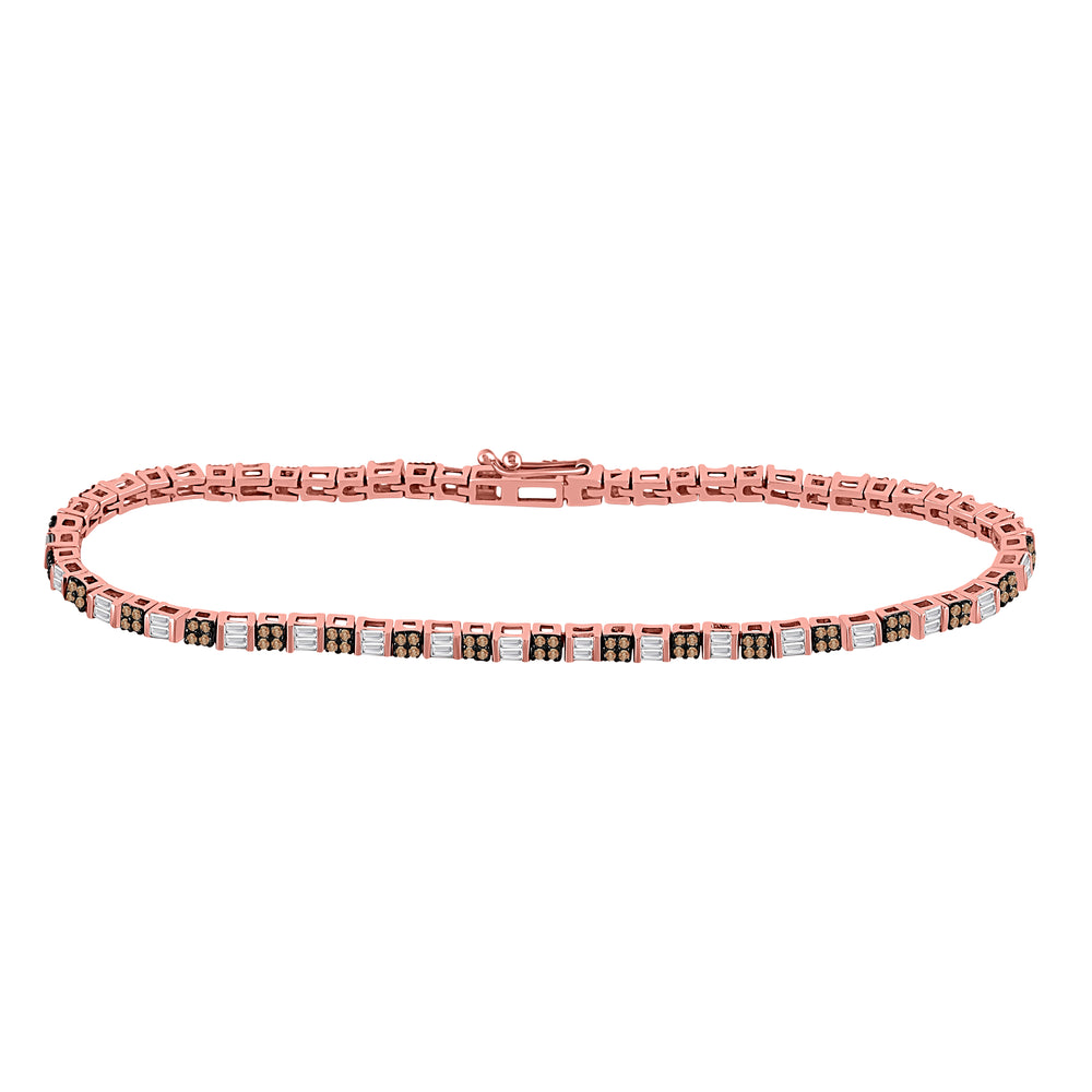 10kt Rose Gold Women's Brown Diamond Tennis Bracelet 1-1/5 ctw - view 2