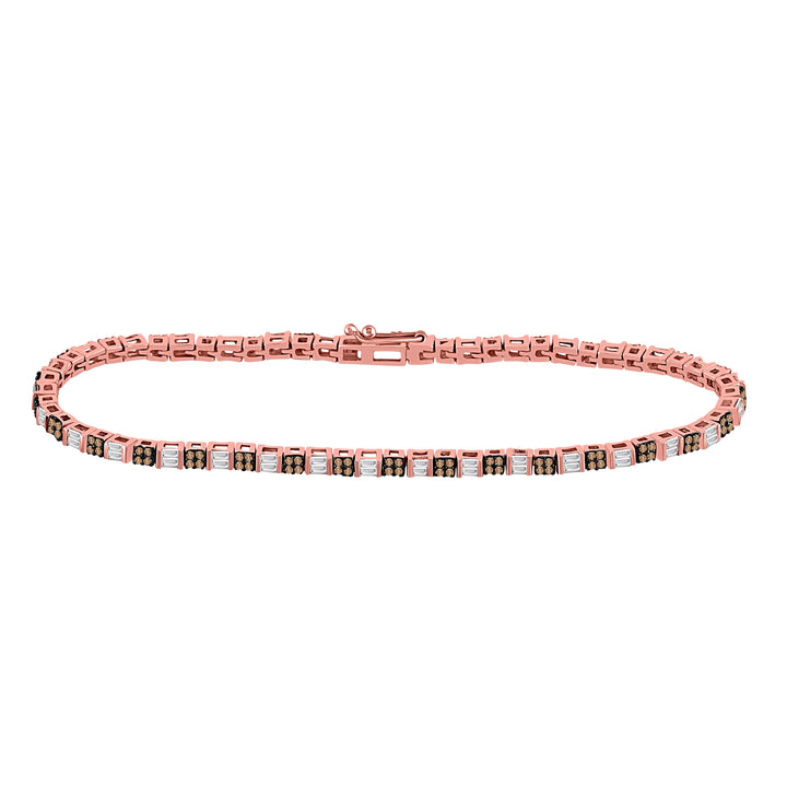10kt Rose Gold Women's Brown Diamond Tennis Bracelet 1-1/5 ctw - view 2