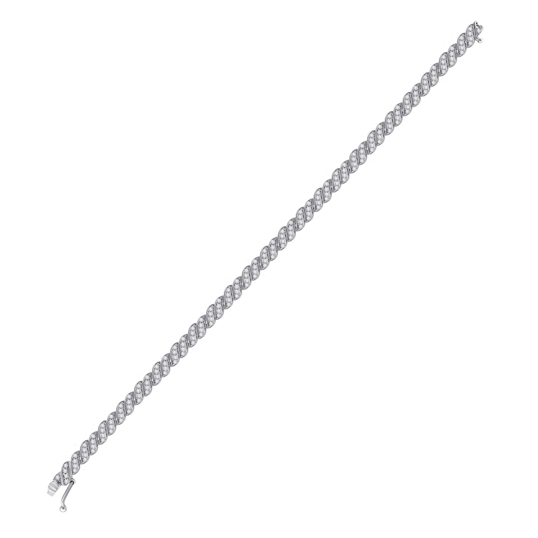 10kt White Gold Women's Round Diamond Tennis Bracelet 1-1/3 ctw