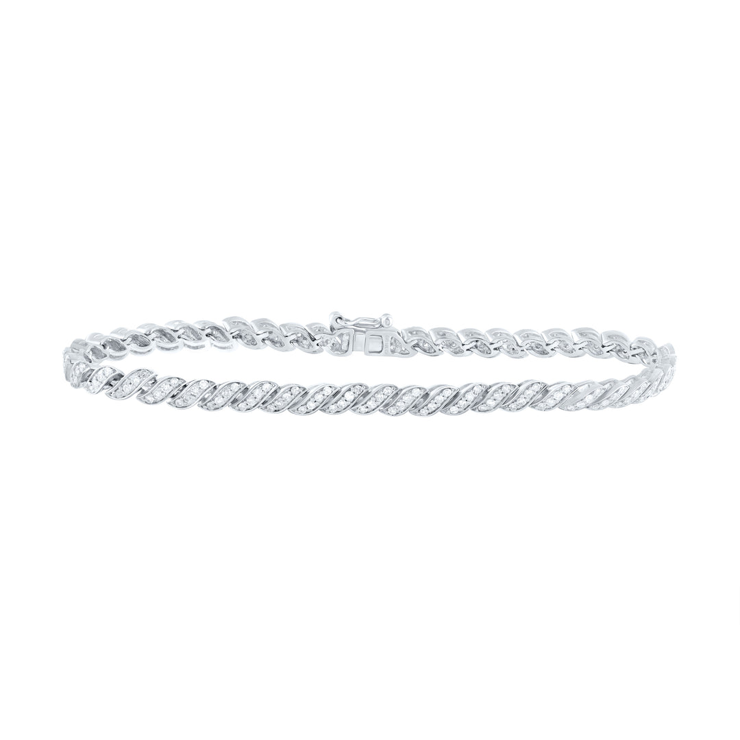 10kt White Gold Women's Round Diamond Tennis Bracelet 1-1/3 ctw - view 3