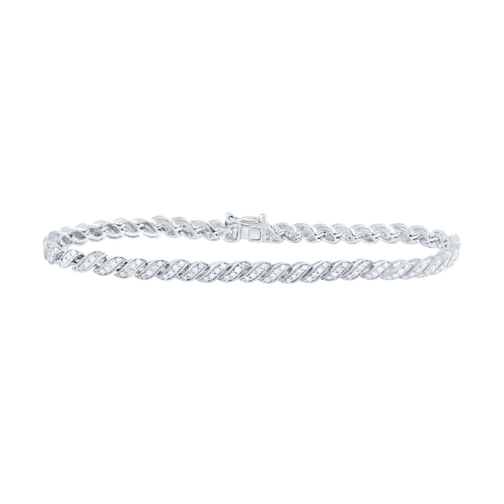 10kt White Gold Women's Round Diamond Tennis Bracelet 1-1/3 ctw - view 3