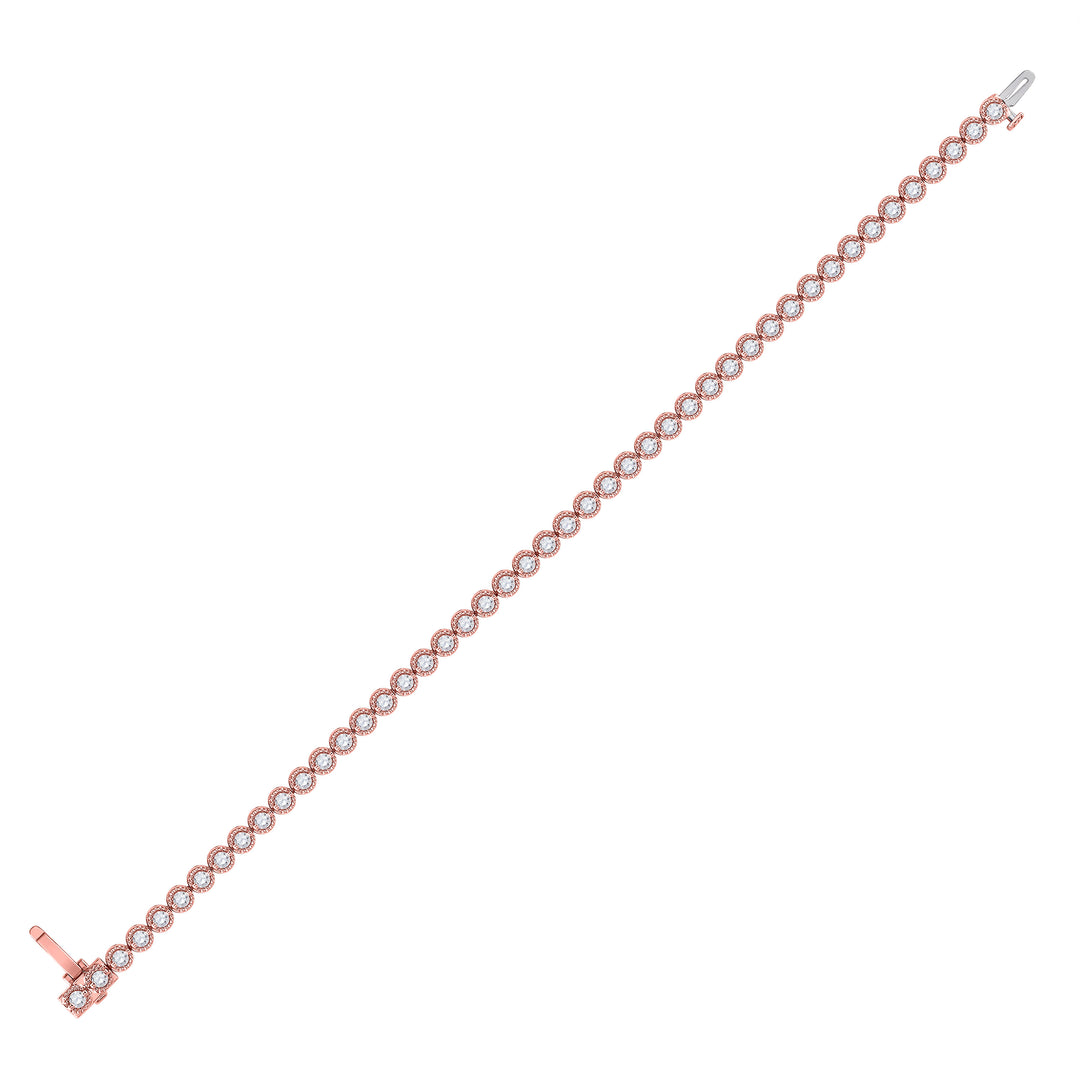 14kt Rose Gold Women's Diamond Milgrain Tennis Bracelet 2 ctw - view 2