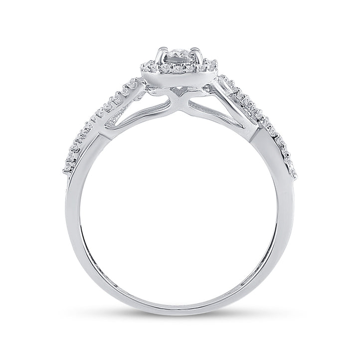 Sterling Silver Womens Round Diamond Halo Promise Bridal Ring 1/5 Cttw