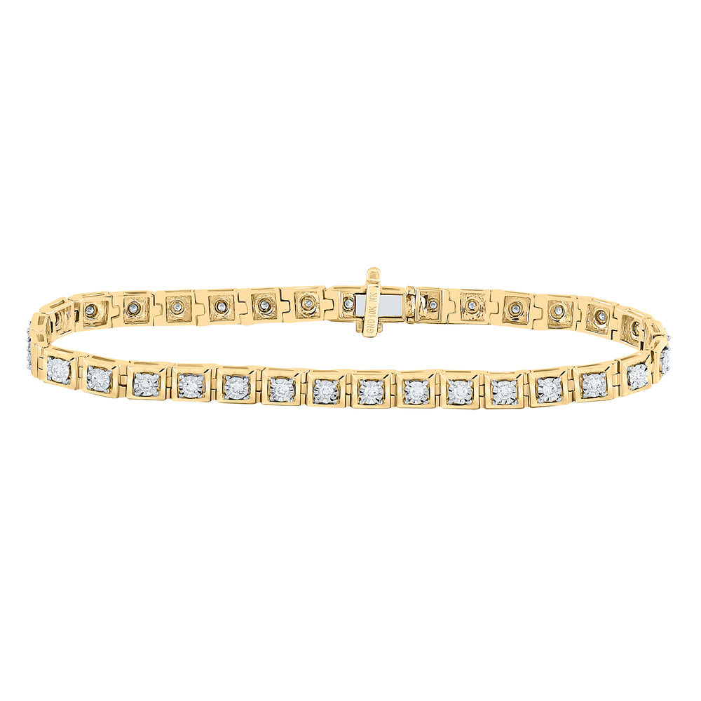 10kt Yellow Gold Women's Diamond Fashion Tennis Bracelet 3/4 ctw - view 2