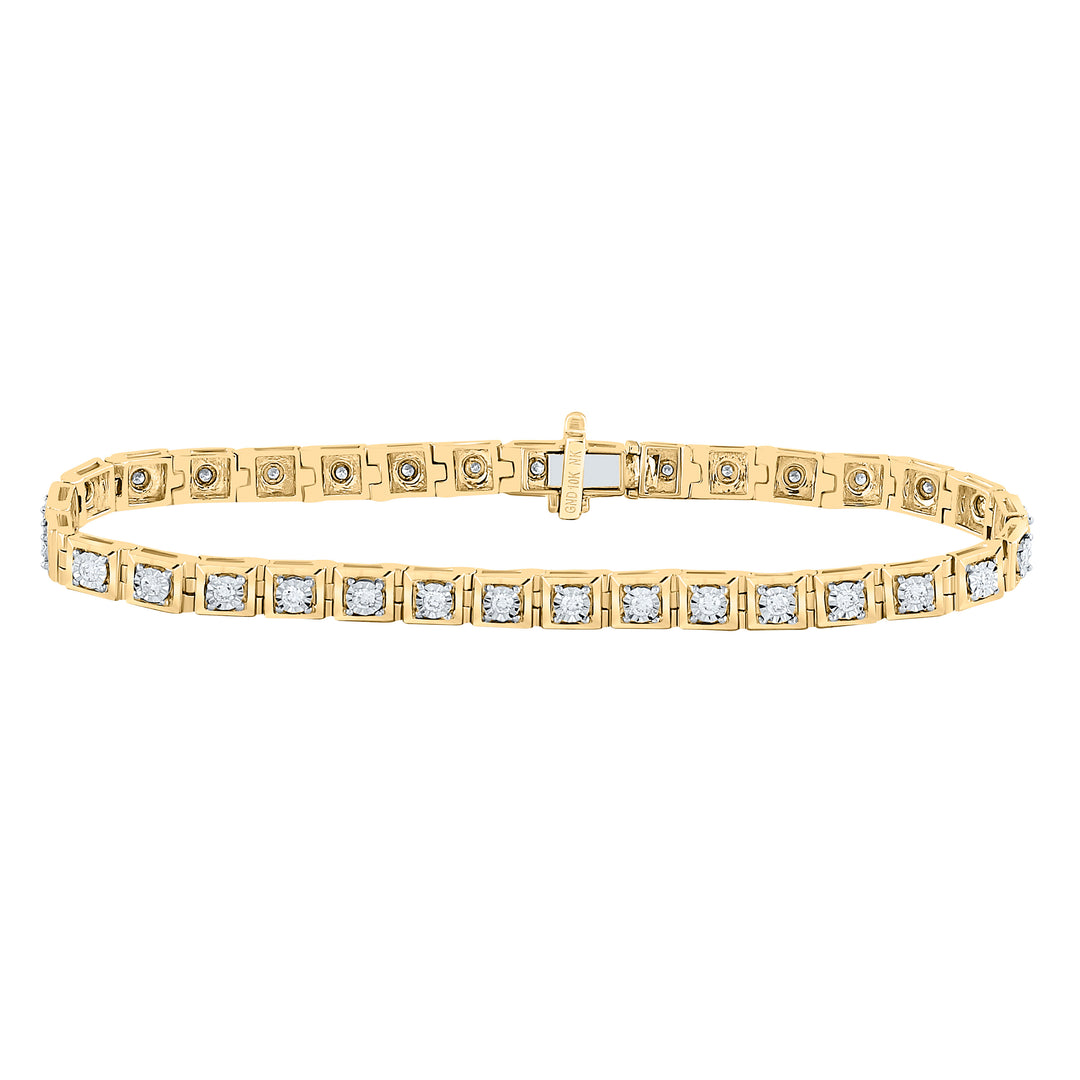 10kt Yellow Gold Women's Diamond Fashion Tennis Bracelet 3/4 ctw - view 2