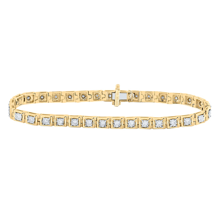 10kt Yellow Gold Women's Diamond Fashion Tennis Bracelet 3/4 ctw - view 2