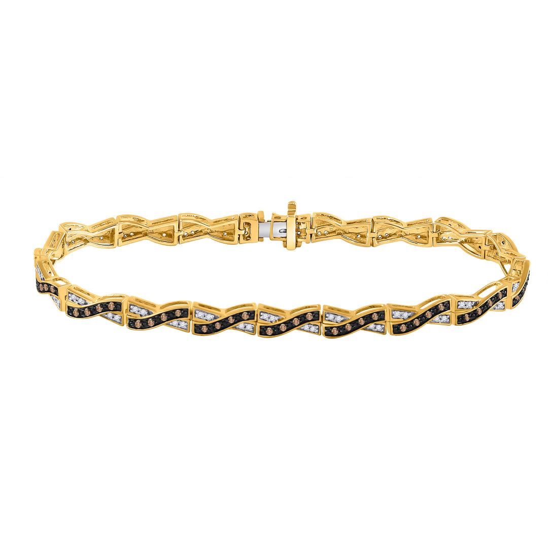 14kt Yellow Gold Women's Brown Diamond Tennis Bracelet 7/8 ctw