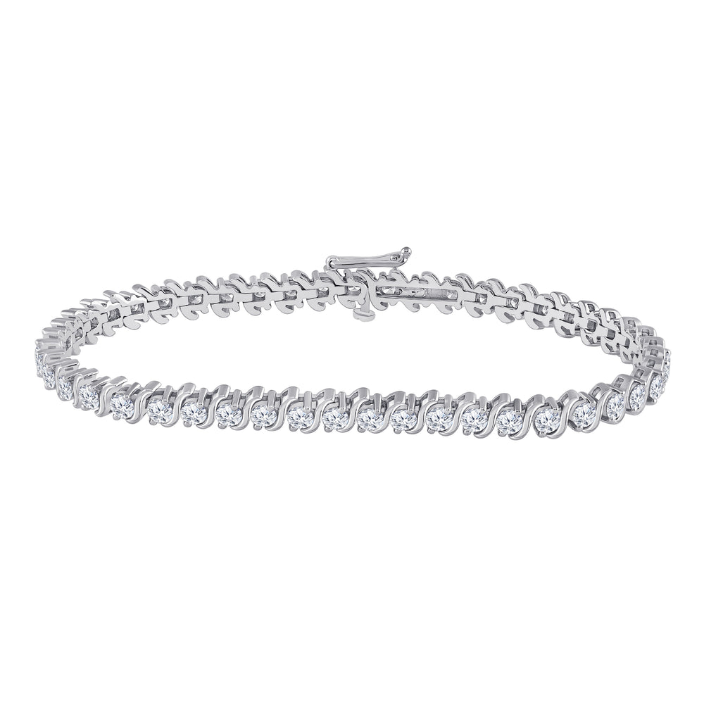 14kt White Gold Women's Diamond Classic Tennis Bracelet 4 ctw - view 2