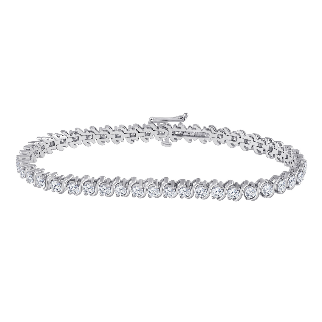 14kt White Gold Women's Diamond Classic Tennis Bracelet 4 ctw - view 2