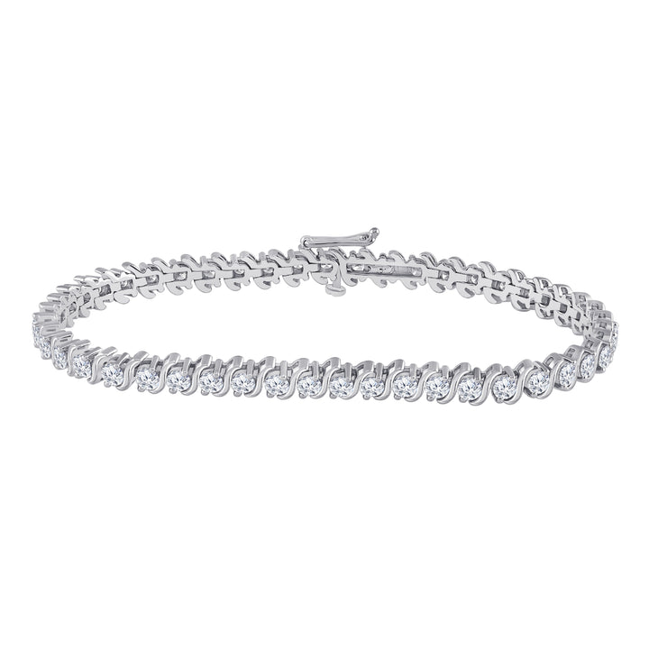 14kt White Gold Women's Diamond Classic Tennis Bracelet 4 ctw - view 2