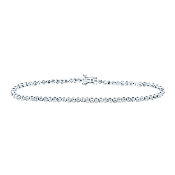 10kt White Gold Women's Diamond Classic Tennis Bracelet 1 ctw - view 2
