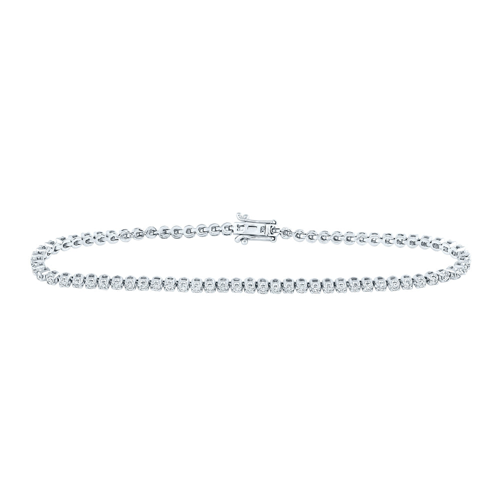 14kt White Gold Women's Diamond Tennis Bracelet 1-1/4 ctw - view 2
