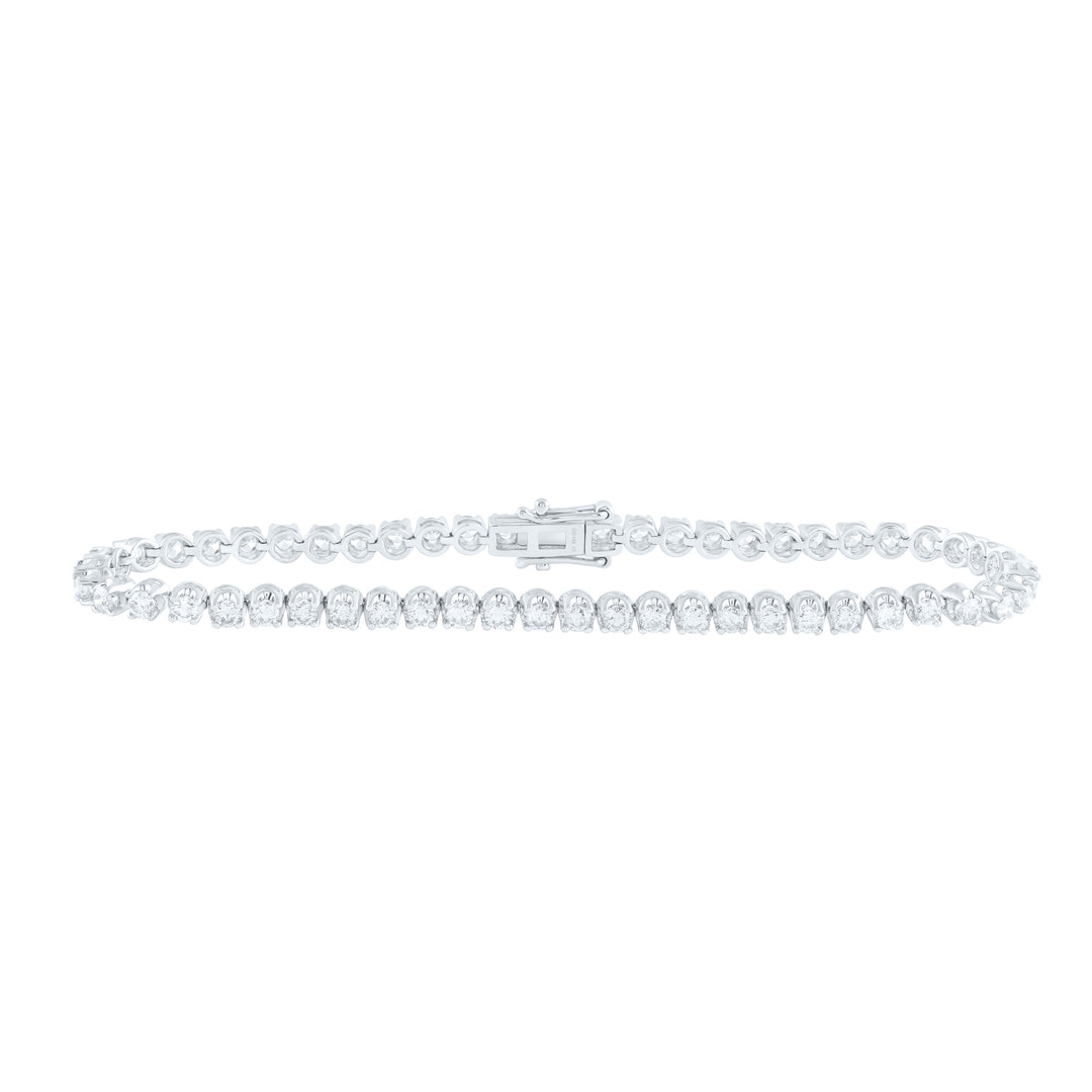 14kt White Gold Women's Diamond Timeless Tennis Bracelet 3 ctw