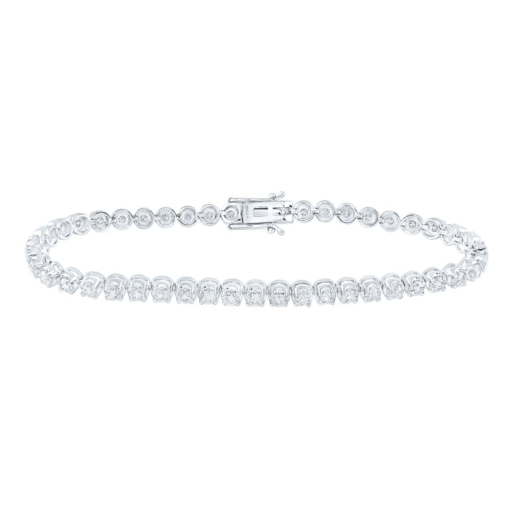 14kt White Gold Womens Round Diamond Classic Tennis Bracelet 4.00 Cttw