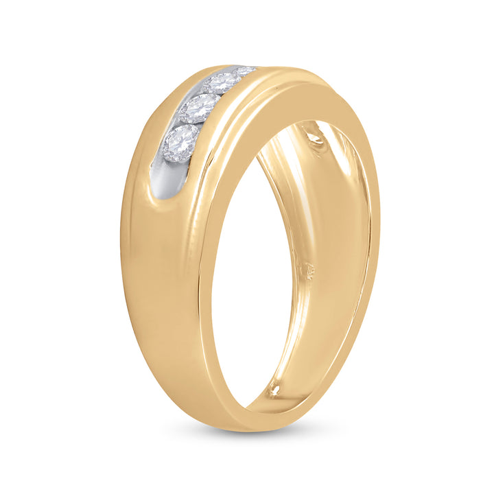 14kt Yellow Gold Mens Round Diamond Wedding Channel-Set Band Ring 7/8 Cttw