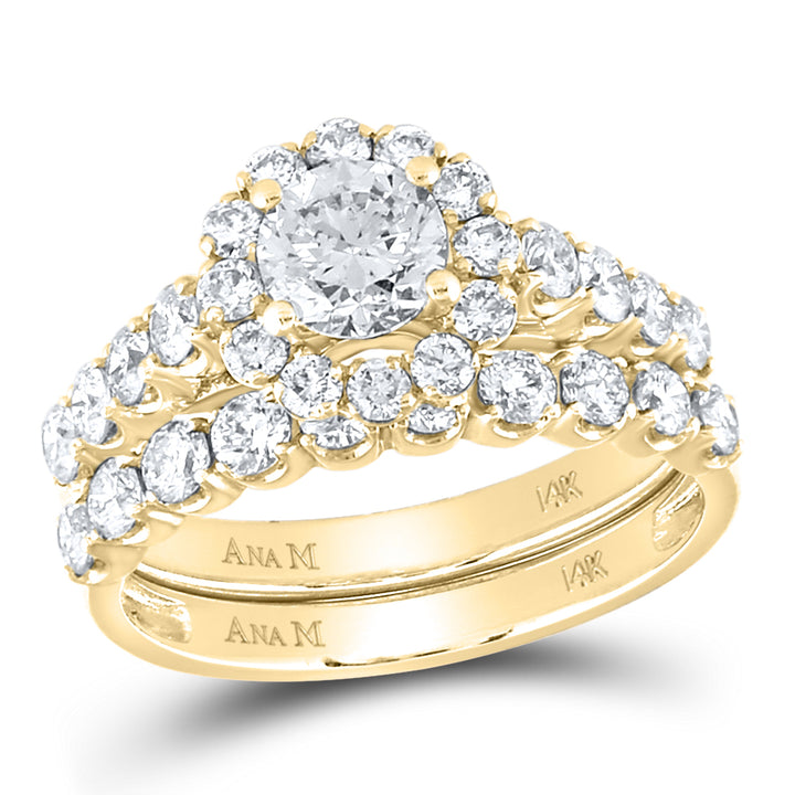 2 CTW-DIA ANA M 3/4CT-RD SINGLE HALO BRIDAL SETS