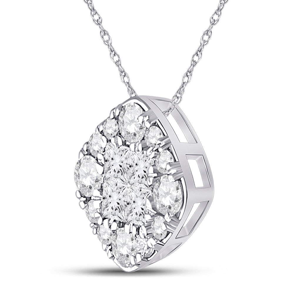 14kt White Gold Women's Princess Diamond Pendant 1/2 ctw - view 2