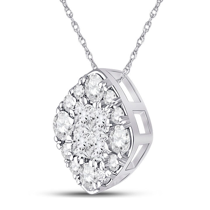 14kt White Gold Women's Princess Diamond Pendant 1/2 ctw - view 2