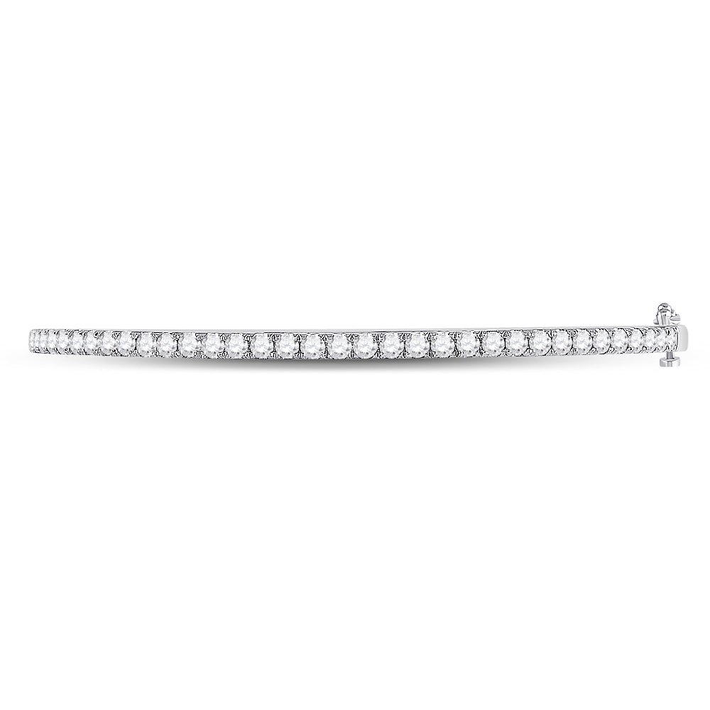 14kt White Gold Women's Diamond Classic Bangle Bracelet 2 ctw