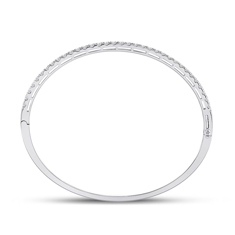 14kt White Gold Women's Diamond Classic Bangle Bracelet 2 ctw - view 2