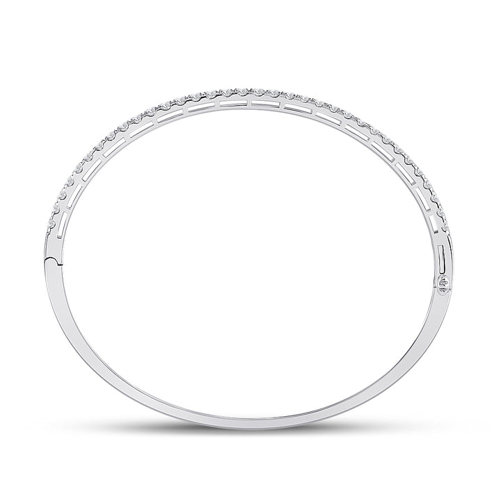 14kt White Gold Women's Diamond Classic Bangle Bracelet 2 ctw - view 2