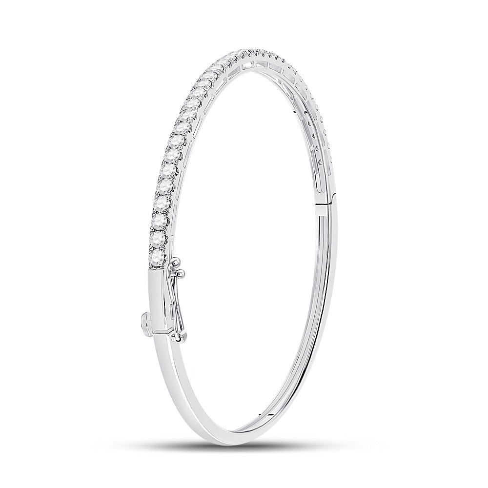 14kt White Gold Women's Diamond Classic Bangle Bracelet 2 ctw - view 3