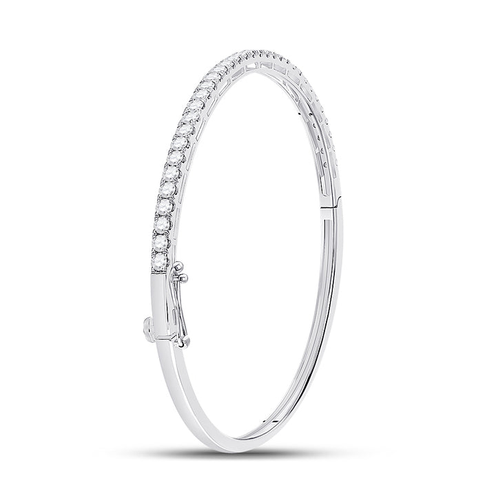 14kt White Gold Women's Diamond Classic Bangle Bracelet 2 ctw - view 3