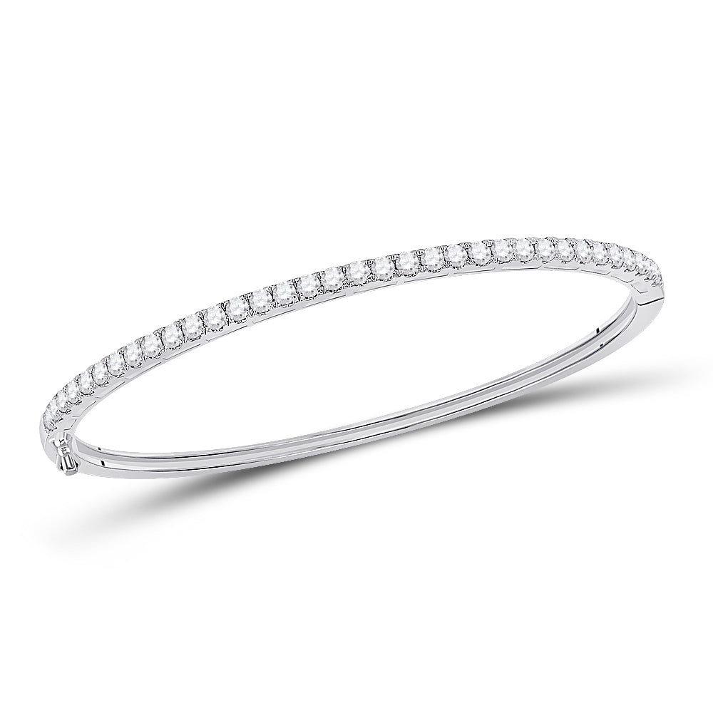 14kt White Gold Women's Diamond Classic Bangle Bracelet 2 ctw - view 4