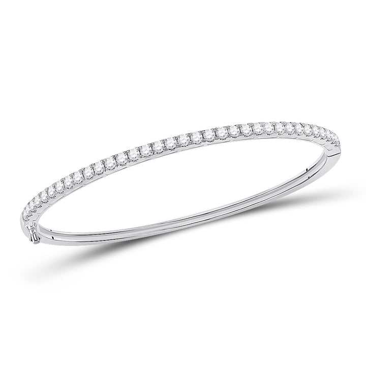 14kt White Gold Women's Diamond Classic Bangle Bracelet 2 ctw - view 4