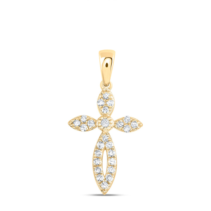 10kt Yellow Gold Women's Diamond Cross Faith Pendant 1/6 ctw - view 2